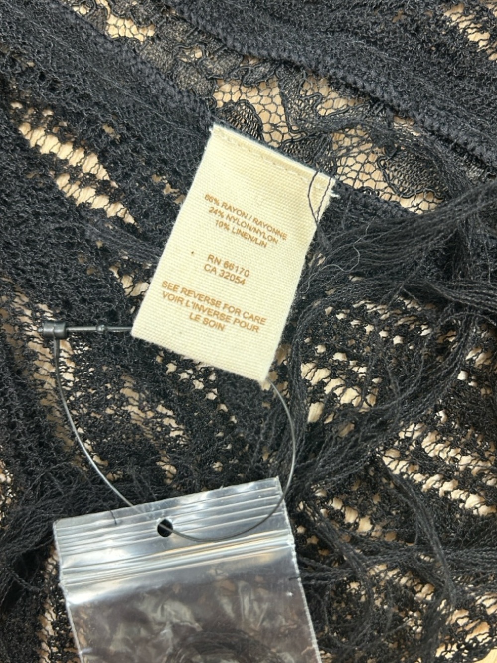 NWT Vintage Free People Lace Knit Fringe Poncho M/L - Picture 4 of 4